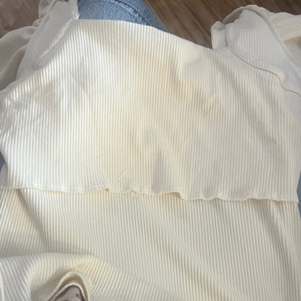 NWT Joe’s Jeans Cream Puff Sleeve Ribbed Top Size small - Picture 5 of 5
